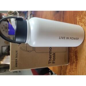 Anker Solix Thermos Flask Stainless Steel - White with Black Lid New With Box